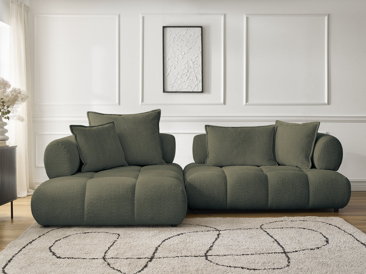 Bobochic Alya Ecksofa Bouclé-Stoff Grün Ecke links