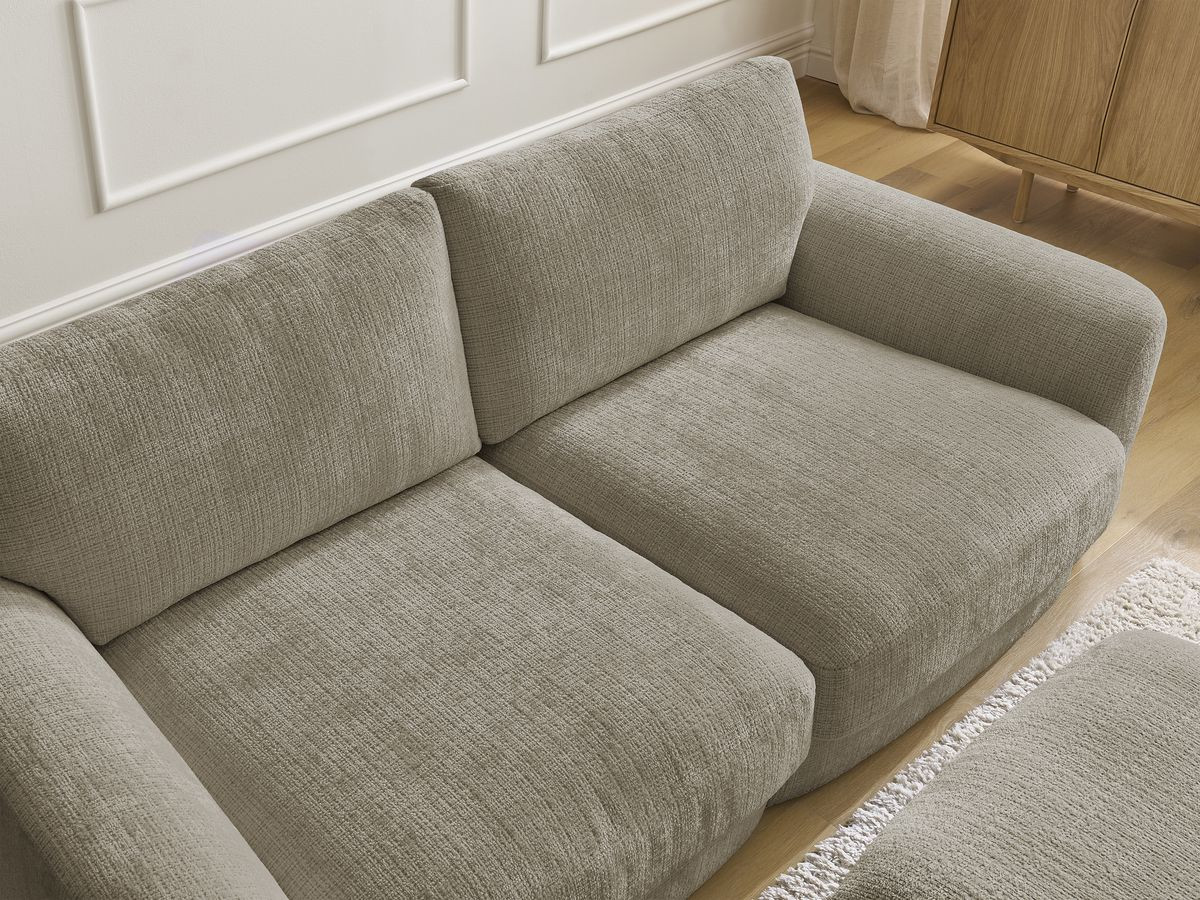 Bobochic Leonore Sofa 3-Sitzer mit Pouf Strukturstoff Taupe