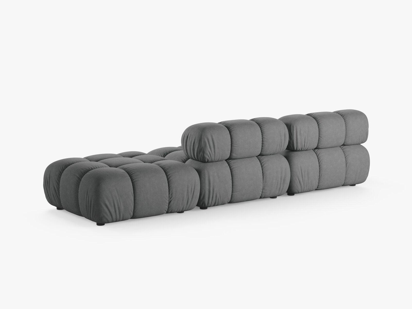 Micadoni Modulares Sofa Bellis 4-Sitzer Rechts Strukturierter Stoff Liberty Grau