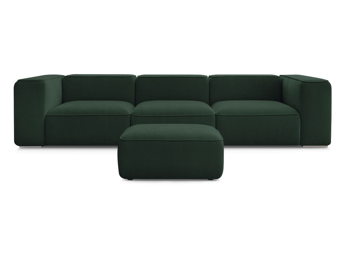 Bobochic Zephyr Sofa 4-Sitzer mit Pouf Strukturstoff Grün