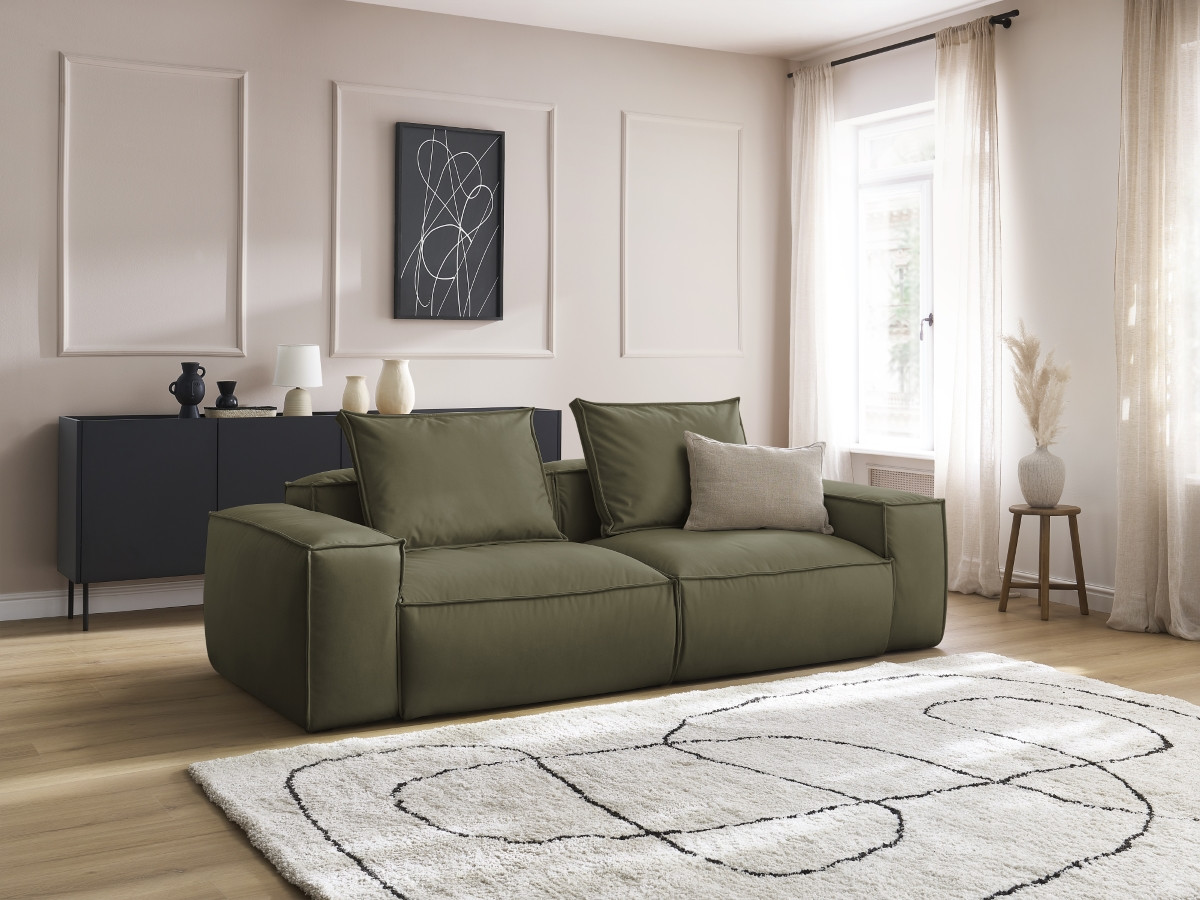Bobochic Boheme Sofa 3-Sitzer Kunstleder Grün
