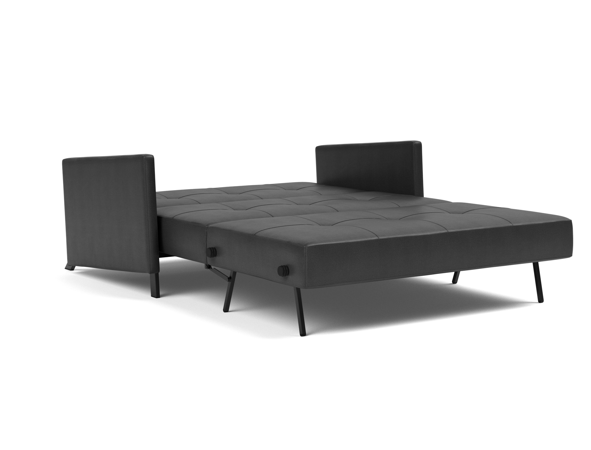 Schlafsofa Cubed mit Armlehnen 140 Lederoptik Faunal 550-Black