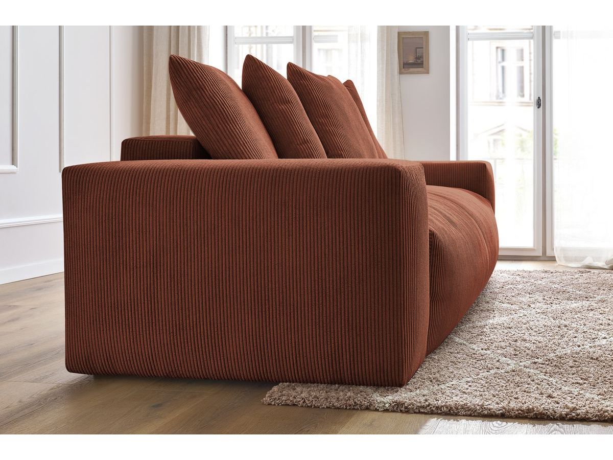 Bobochic Voltaire Schlafsofa 3-Sitzer mit Bettkasten Cordsamt Orange