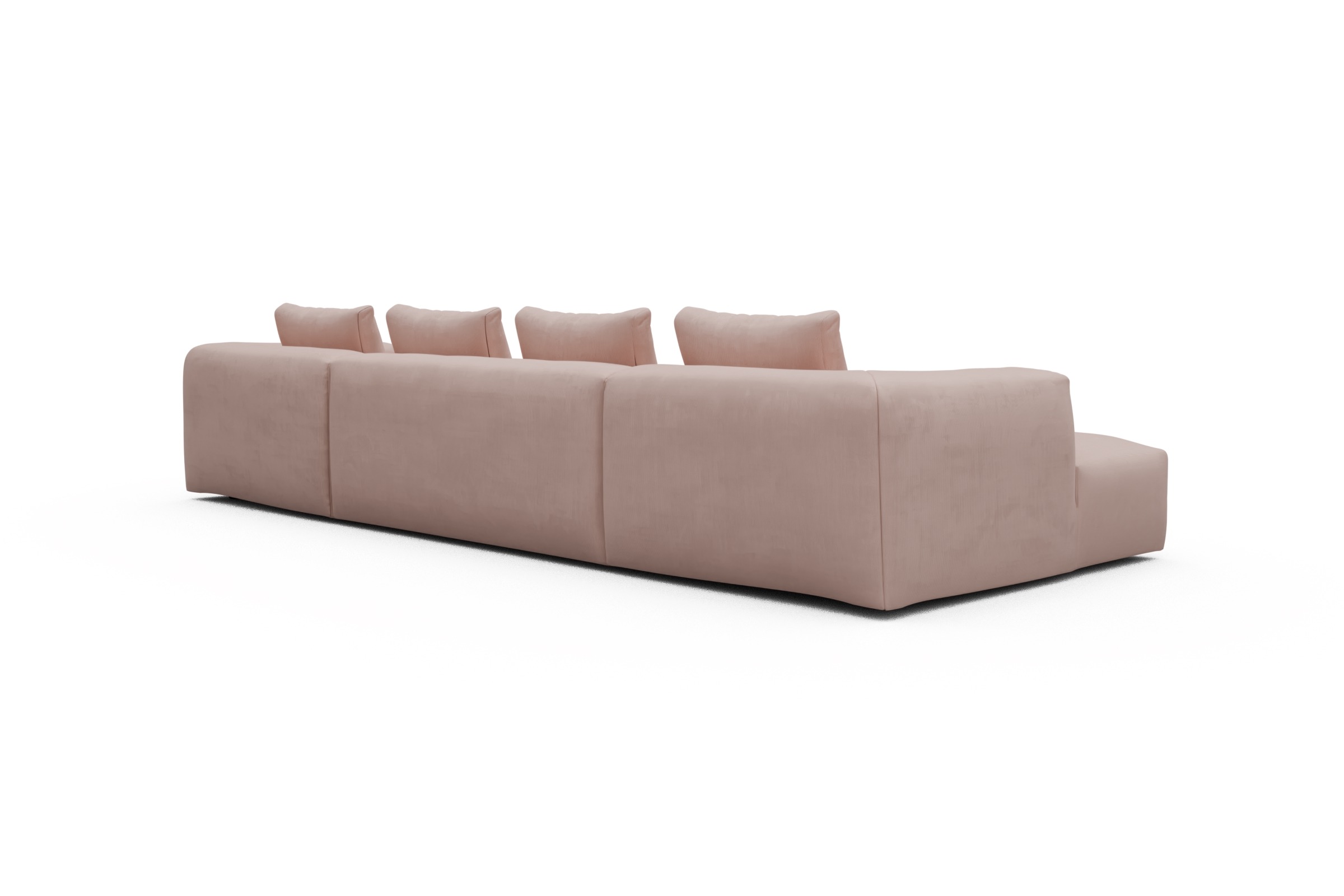 Wohnlandschaft Fred mit 2-Sitzer und Chaiselongue beidseitig Cordufine-Blush