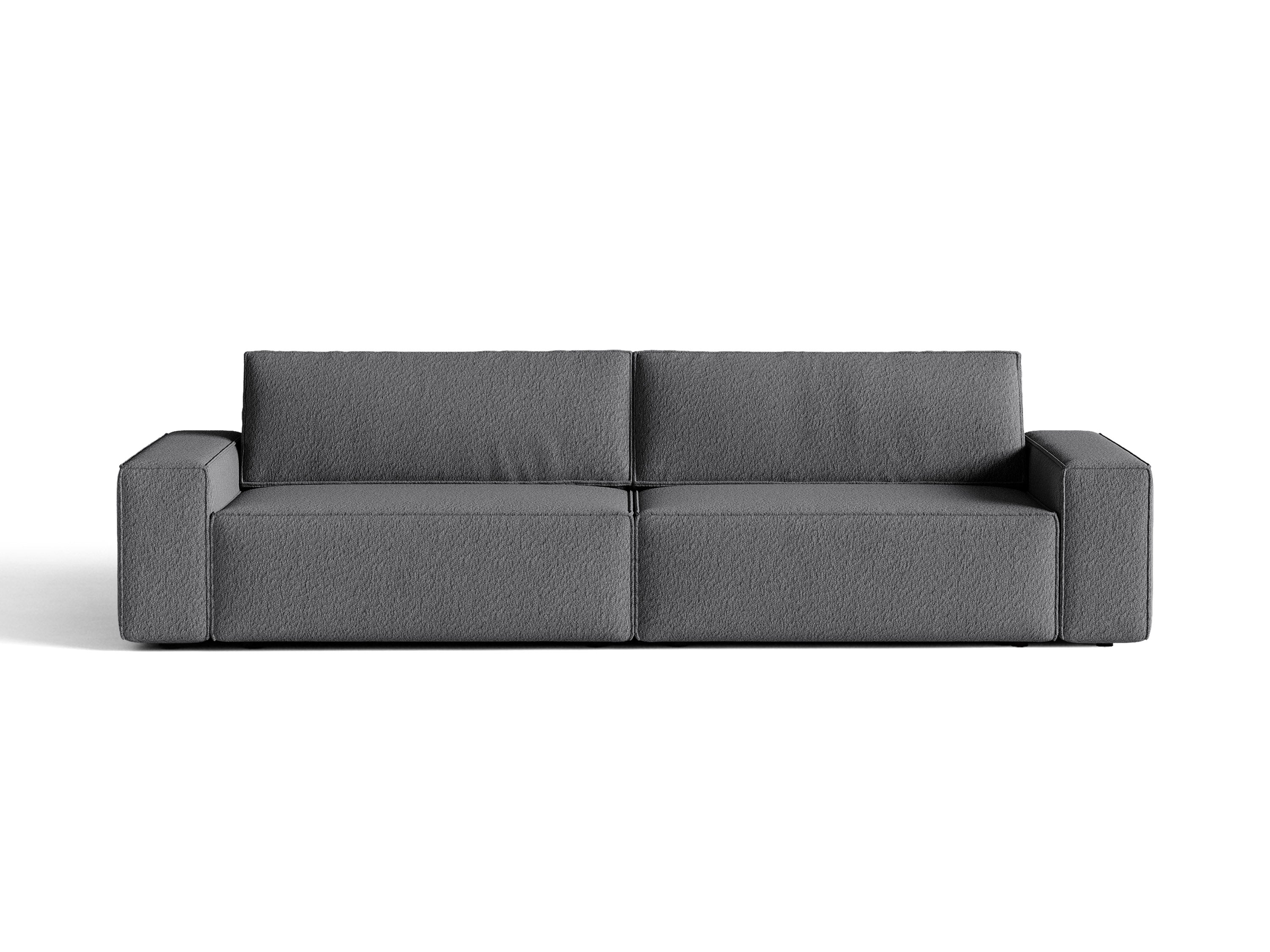 Micadoni Schlafsofa Jodie 3-Sitzer Boucle Baloo Dunkelgrau
