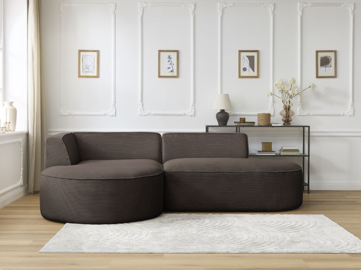 Bobochic Rousseau Ecksofa Cordsamt Braun Ecke links