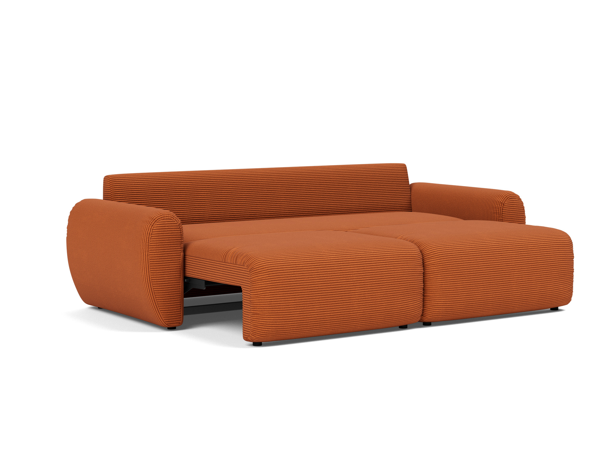 Schlafsofa Norum mit Curve-Armlehnen Kord Corduroy 595-Burnt-Orange