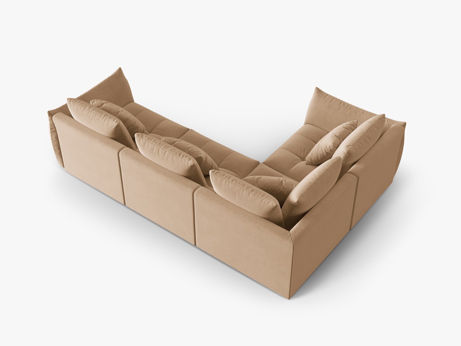 Micadoni Ecksofa Bloom 4-Sitzer Links Samt Sand