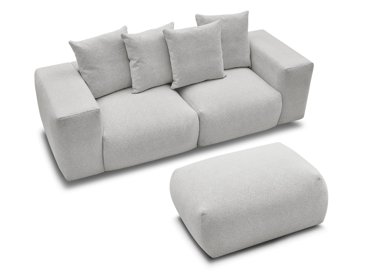 Bobochic Voltaire Sofa 4-Sitzer mit Pouf 248 × 100 cm Melange-Stoff Hellgrau