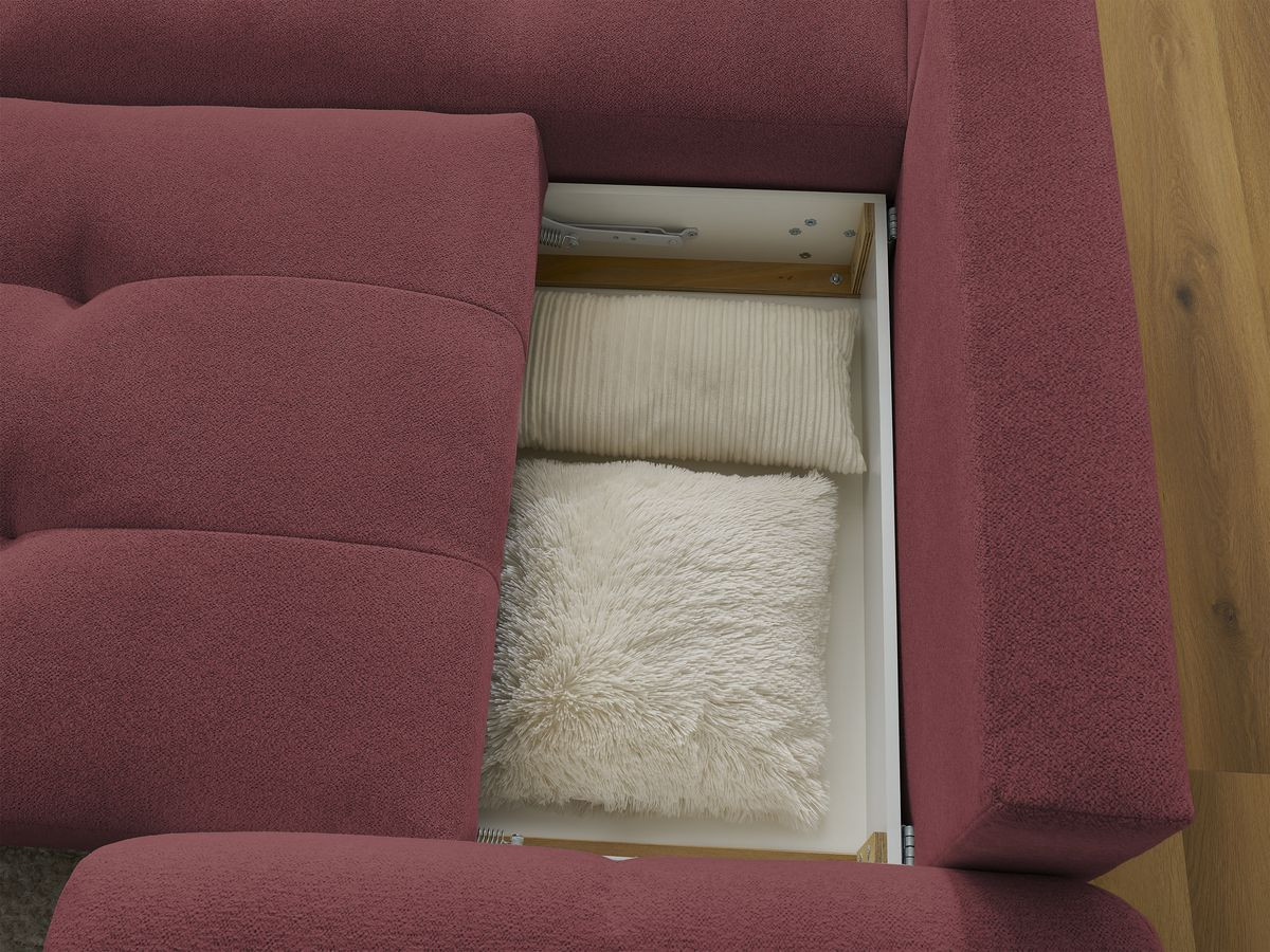 Bobochic Roxelane Ecksofa mit Schlaffunktion und Bettkasten 258 × 150 cm Melange-Stoff Rot Ecke links