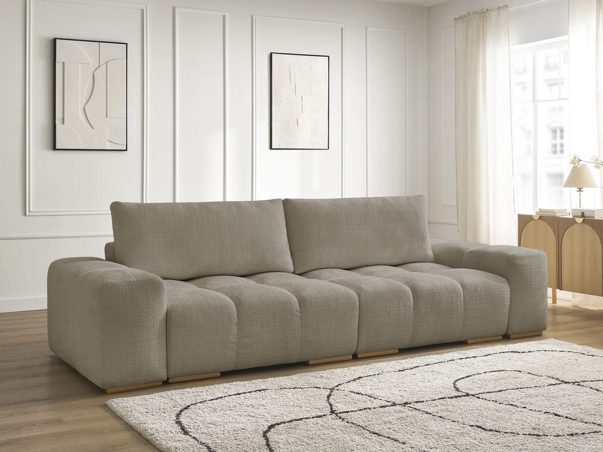 Bobochic Anakin Sofa 3-Sitzer, 2 Kissen Strukturstoff Taupe