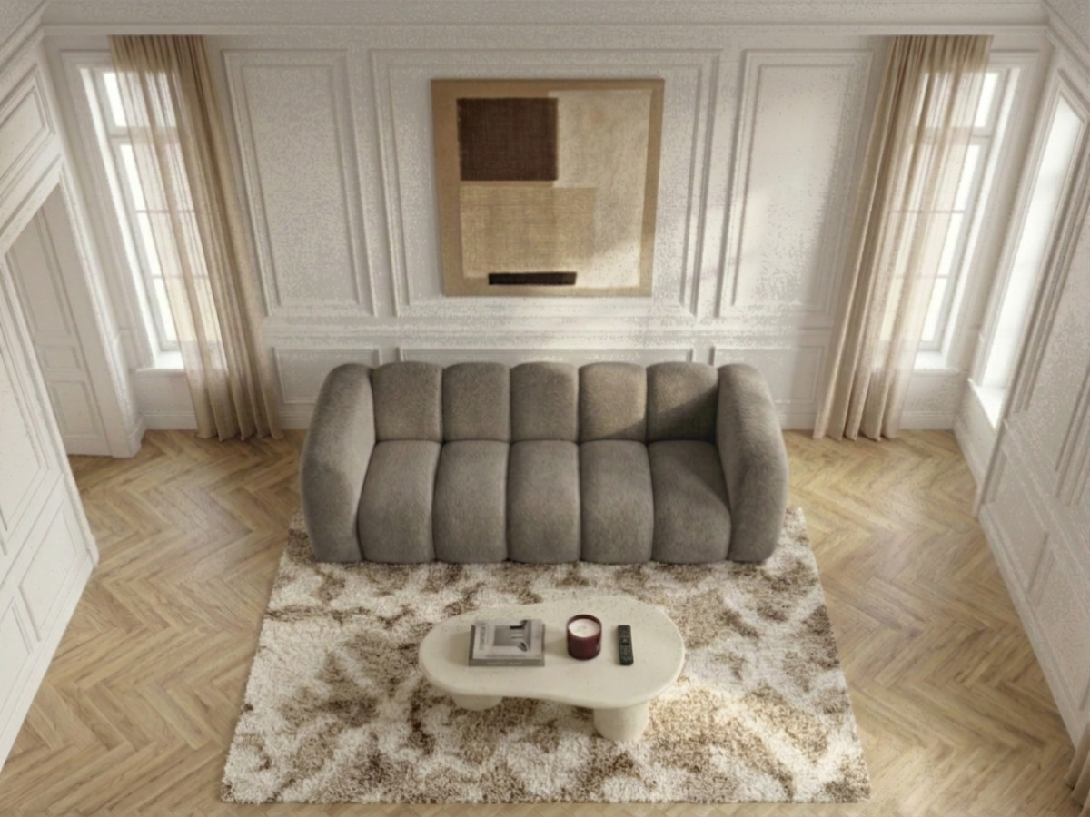 Bobochic Curvy Sofa 3-Sitzer Kunstfell Dunkelbraun