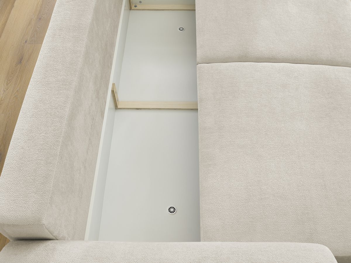 Bobochic Lucien Schlafsofa 4-Sitzer mit Bettkasten und Pouf Stoff Beige