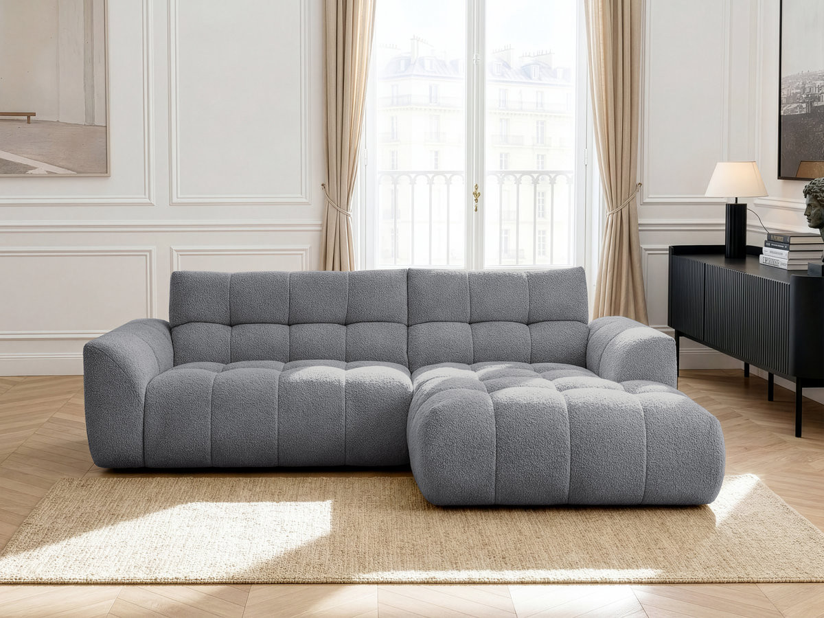 Bobochic Jaya Ecksofa Chenille Grau Ecke rechts
