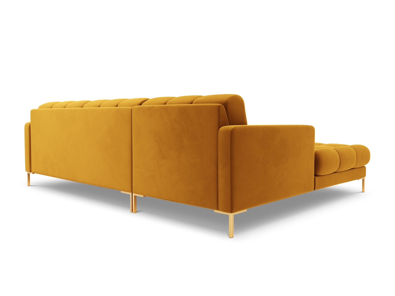 Cosmopolitan Design Ecksofa Bali 5-Sitzer Samt Bluvel Gelb Links Beine Gold