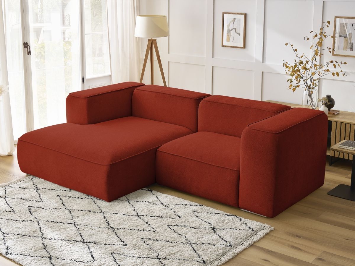 Bobochic Zephyr Ecksofa 260 × 165 cm Strukturstoff Orange Ecke links