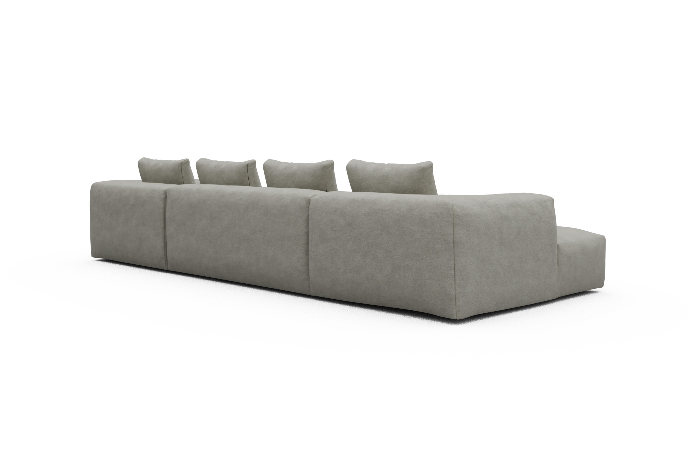 Wohnlandschaft Fred Relax-Ecke rechts mit 2-Sitzer und Chaiselongue links Carreno-Moon-Stone-White
