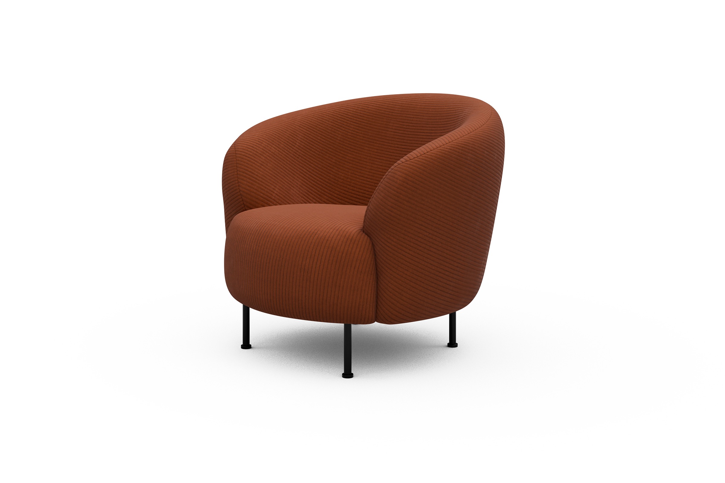 Sessel Ronda Metallbeine Schwarz Corduroy-Burnt-Orange
