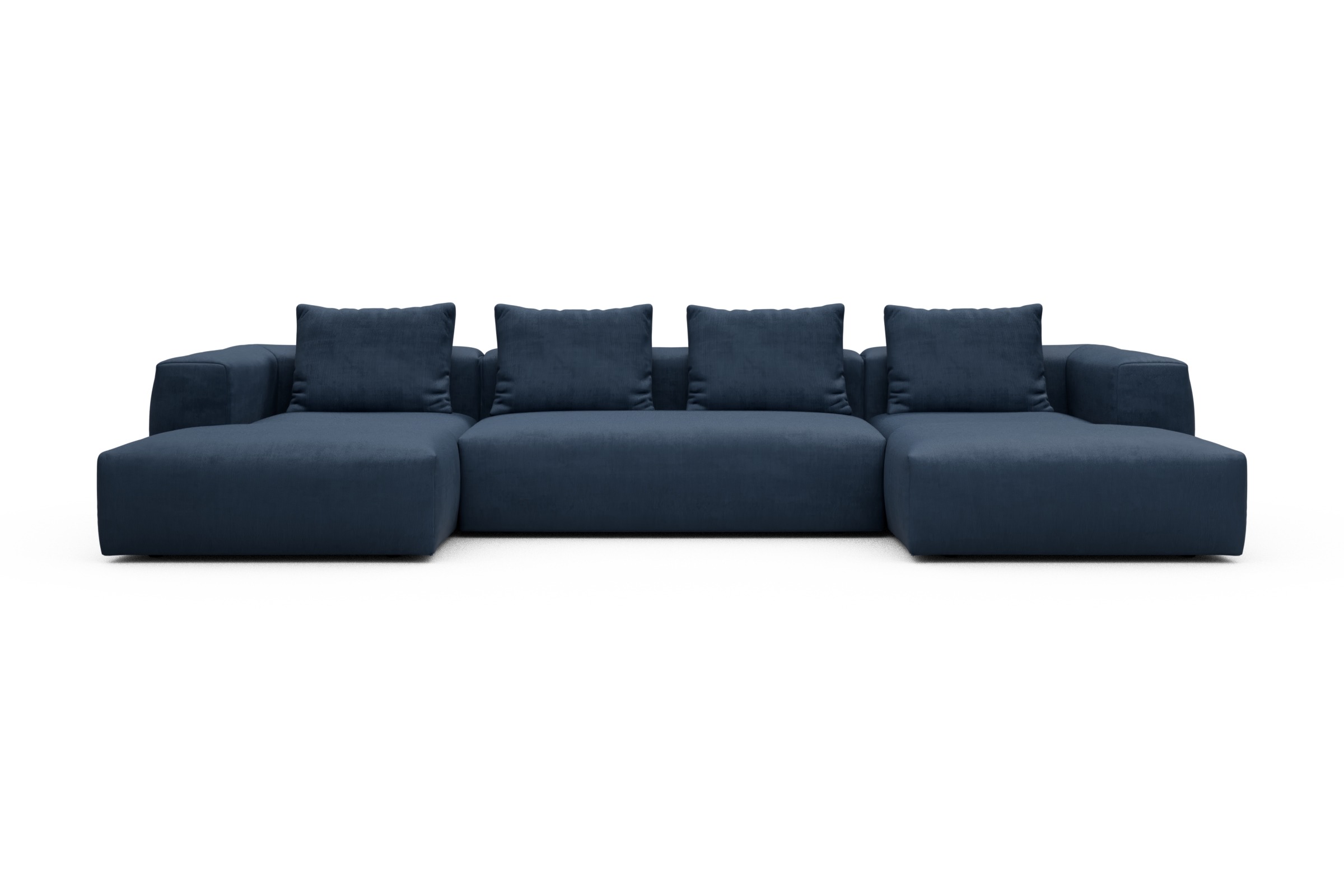 Skandi Home Wohnlandschaft Fred mit 2-Sitzer und Chaiselongue beidseitig Cordufine-Royal-Blue moebelfaktor