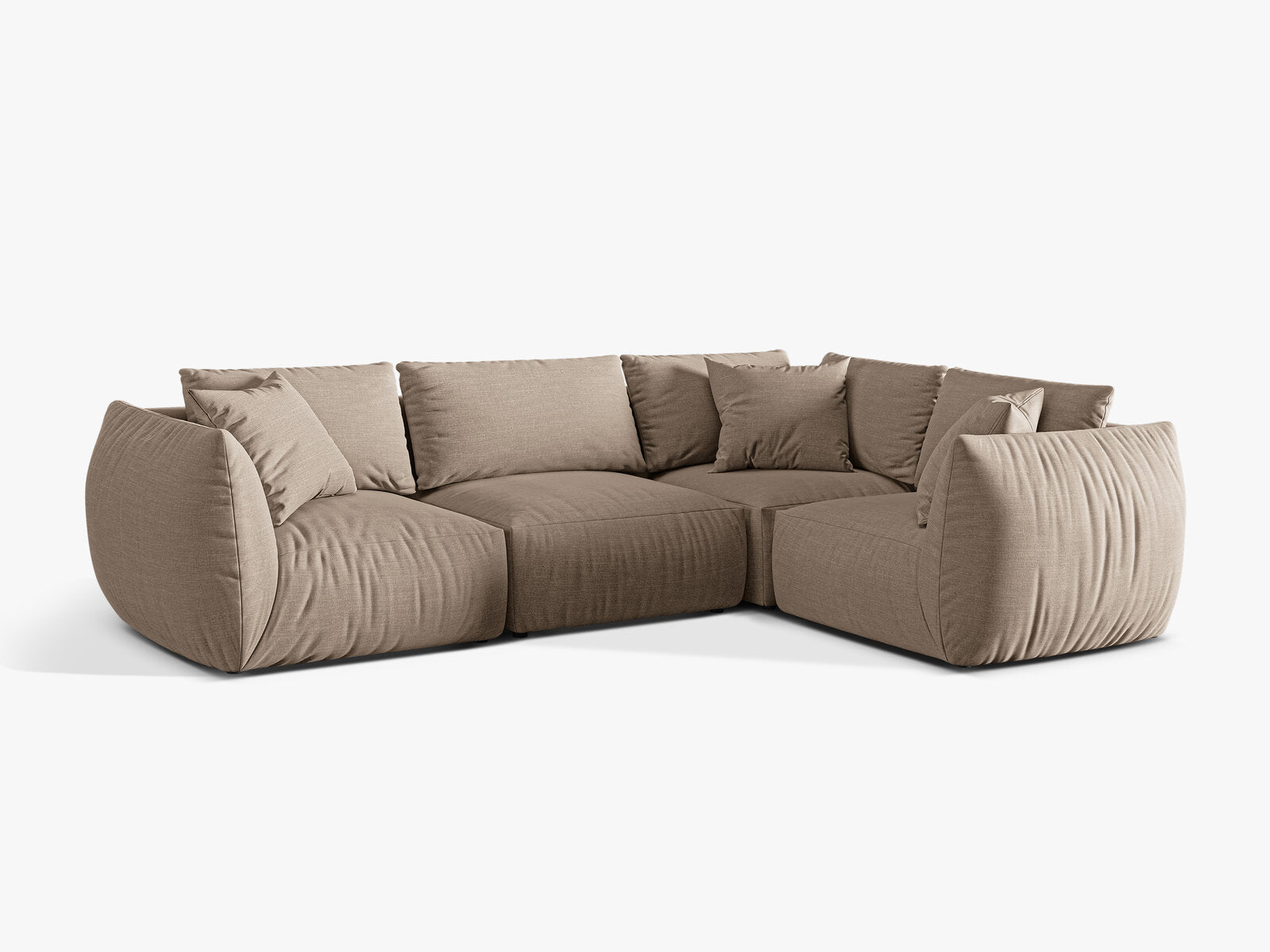 Micadoni Ecksofa Chris 4-Sitzer Rechts Strukturierter Stoff Sand