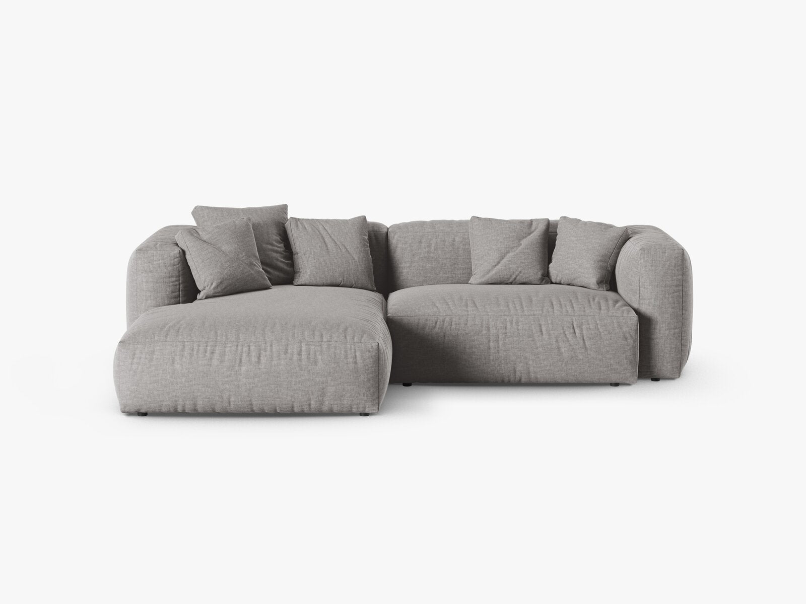 Micadoni Ecksofa Martina 2-Sitzer 90cm Sitztiefe Links Strukturierter Stoff Boston Hellgrau