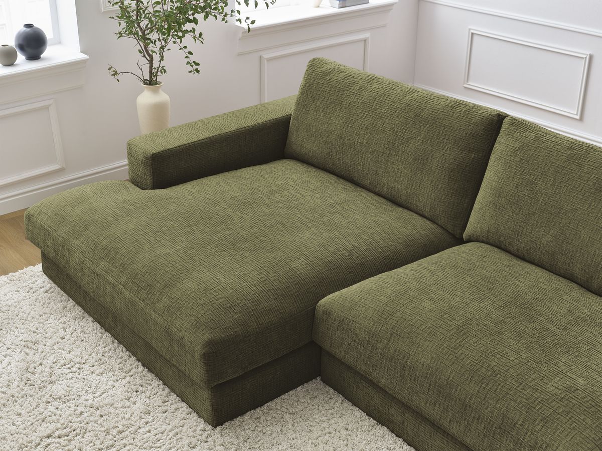 Bobochic Leonard Ecksofa 274 × 159 cm Strukturstoff Grün Ecke links