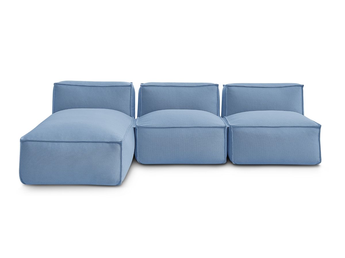 Bobochic Biarritz Gartensofa 3-Sitzer Melange-Stoff Blau