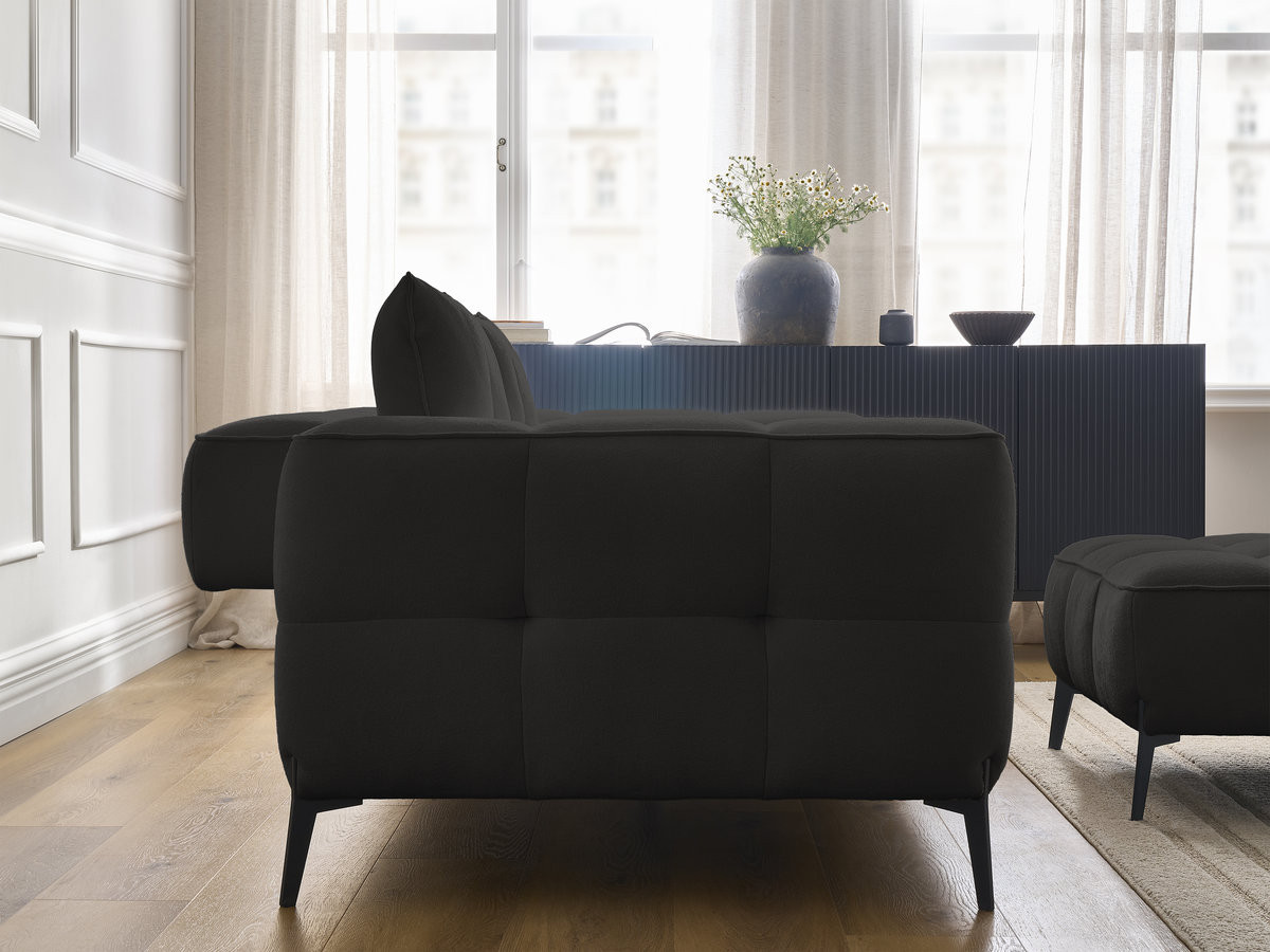 Bobochic Anis Sofa 3-Sitzer mit Pouf Strukturstoff Schwarz