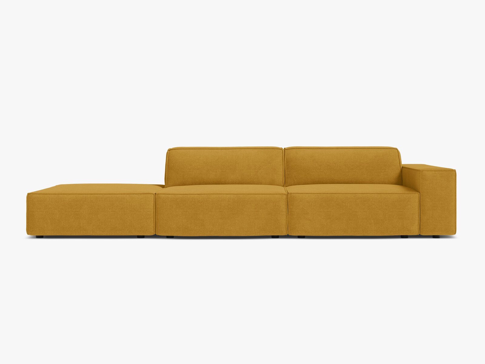 Micadoni Sofa Jodie 3-Sitzer Links Strukturierter Stoff Liberty Gelb