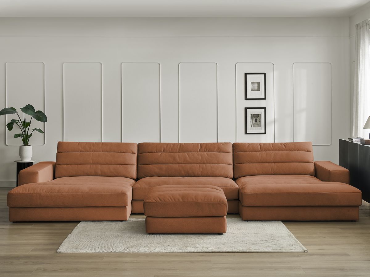 Bobochic Sierra Wohnlandschaft mit Pouf Samt Orange