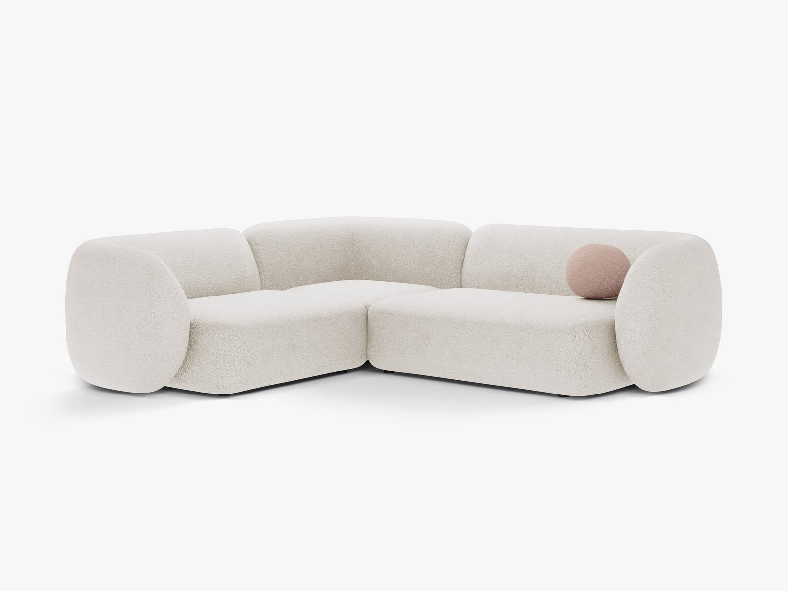 Micadoni Ecksofa Kate 4-Sitzer Links Boucle Weiß