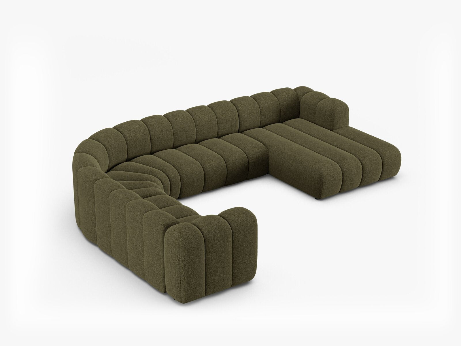 Micadoni Modulares Panorama Ecksofa Lupine 6-Sitzer Links Chenille Eden Grün