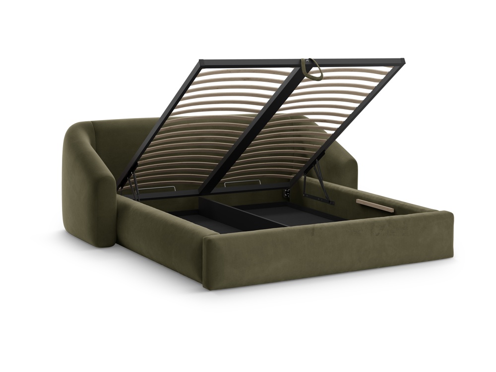 Cosmopolitan Design Stauraumbett mit Kopfteil Campi 140x200 Samt Bluvel Grün