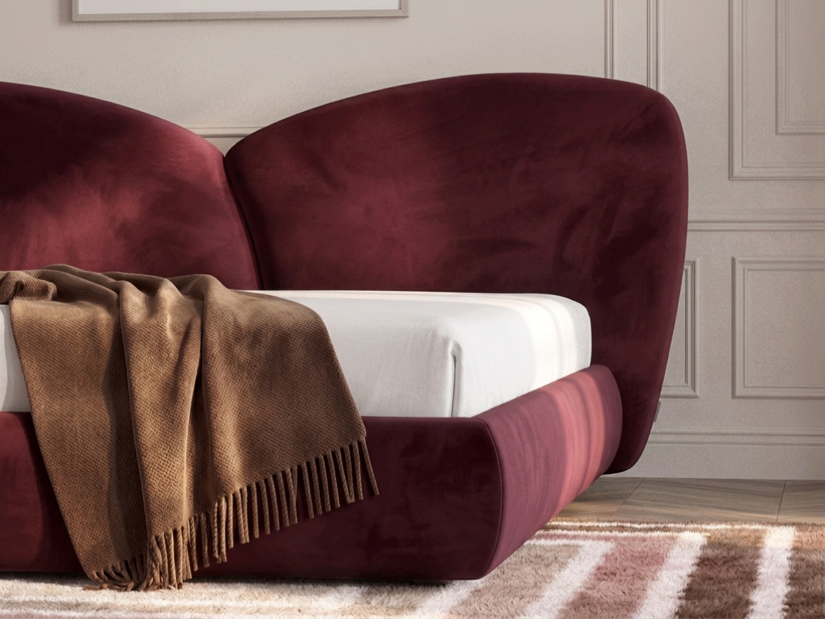 Bobochic Danae Polsterbett Samt Rot, Liegefläche 140 × 190 cm