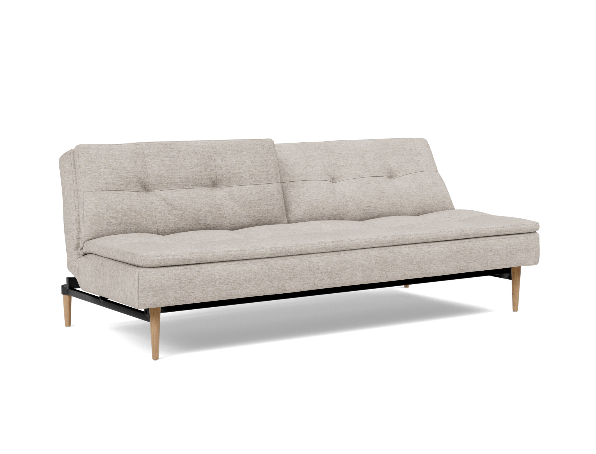 Schlafsofa Dublexo Chenille Yuveno 471-Sand Beine Styletto Eiche hell
