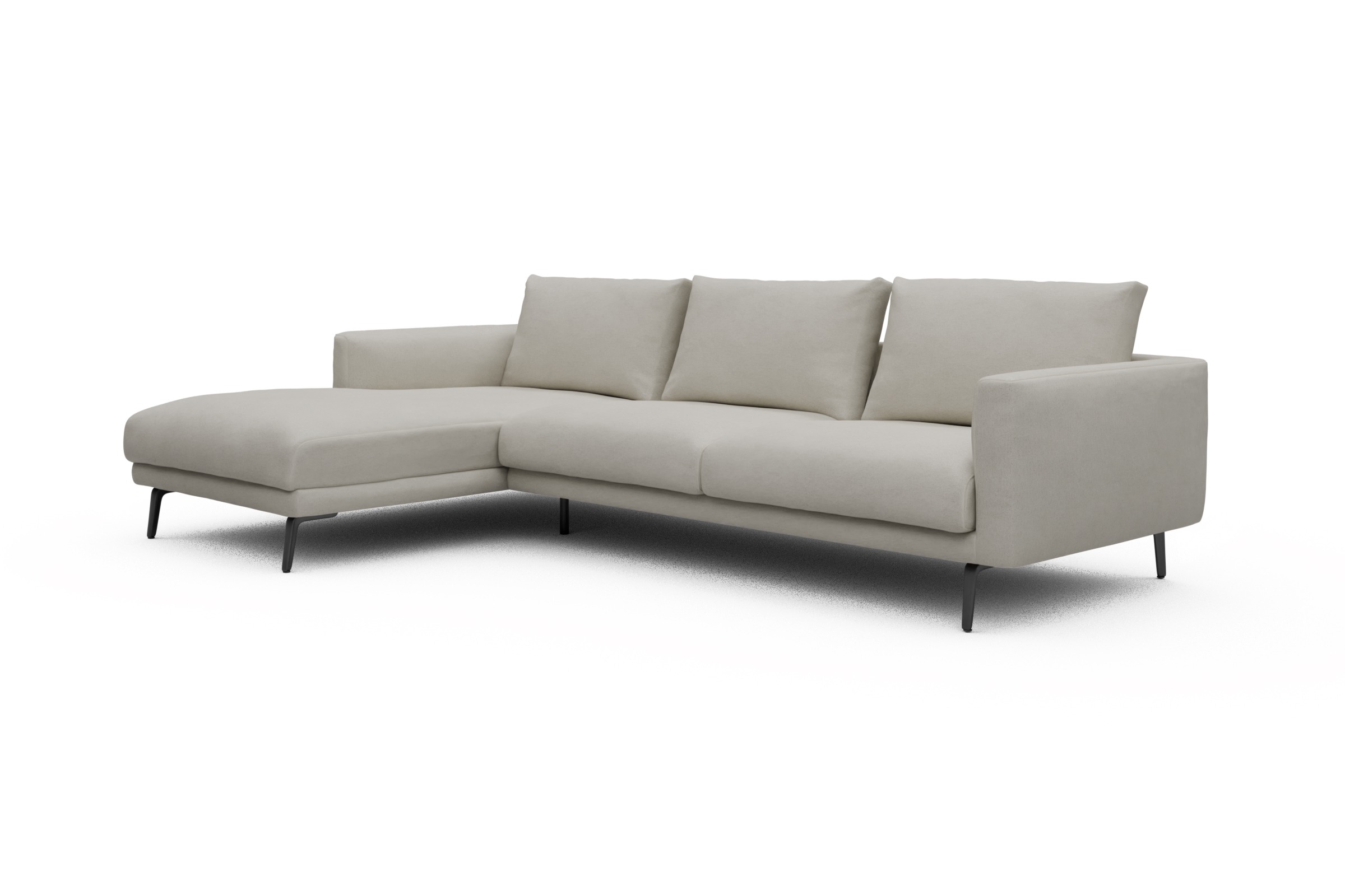 Ecksofa Karl Chaiselongue links mit 2,5-Sitzer Denari-Clean-Beige