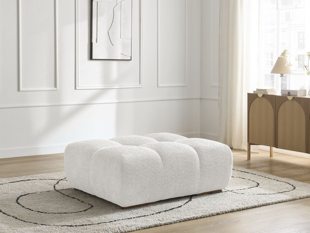Bobochic Anakin Pouf Bouclé-Stoff Weiß