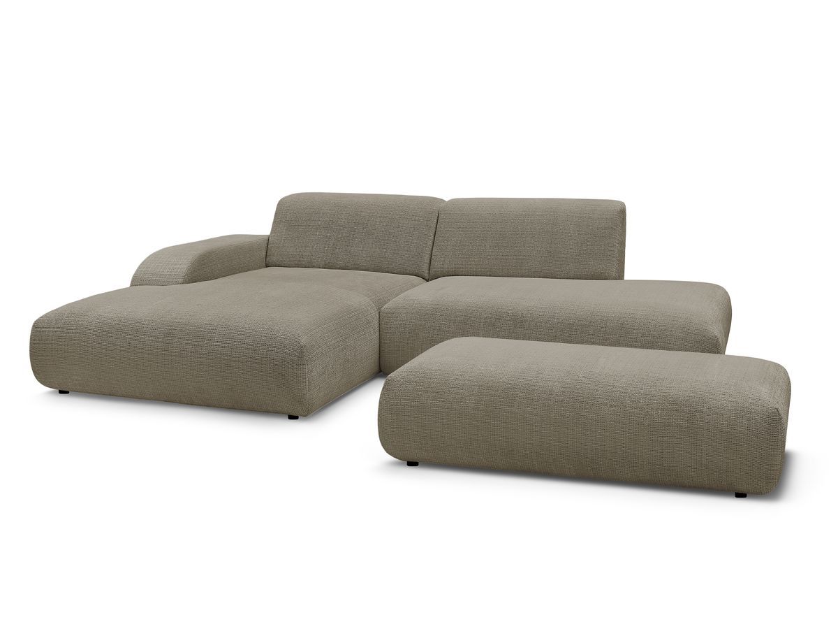 Bobochic Sirius Ecksofa mit Pouf 300 × 170 cm Strukturstoff Taupe Ecke links
