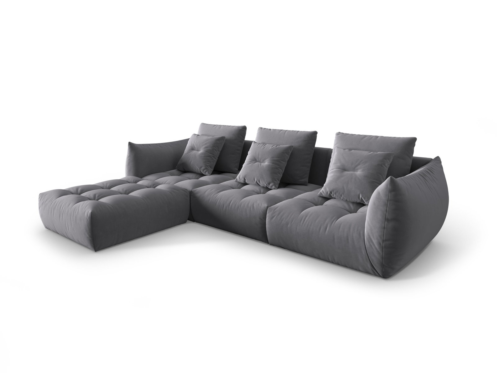 Micadoni Ecksofa Bloom 2-Sitzer Samt Dunkelgrau