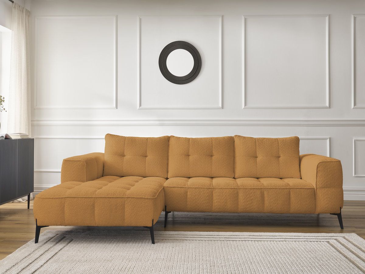 Bobochic Anis Ecksofa Bouclé-Stoff Gelb Ecke links