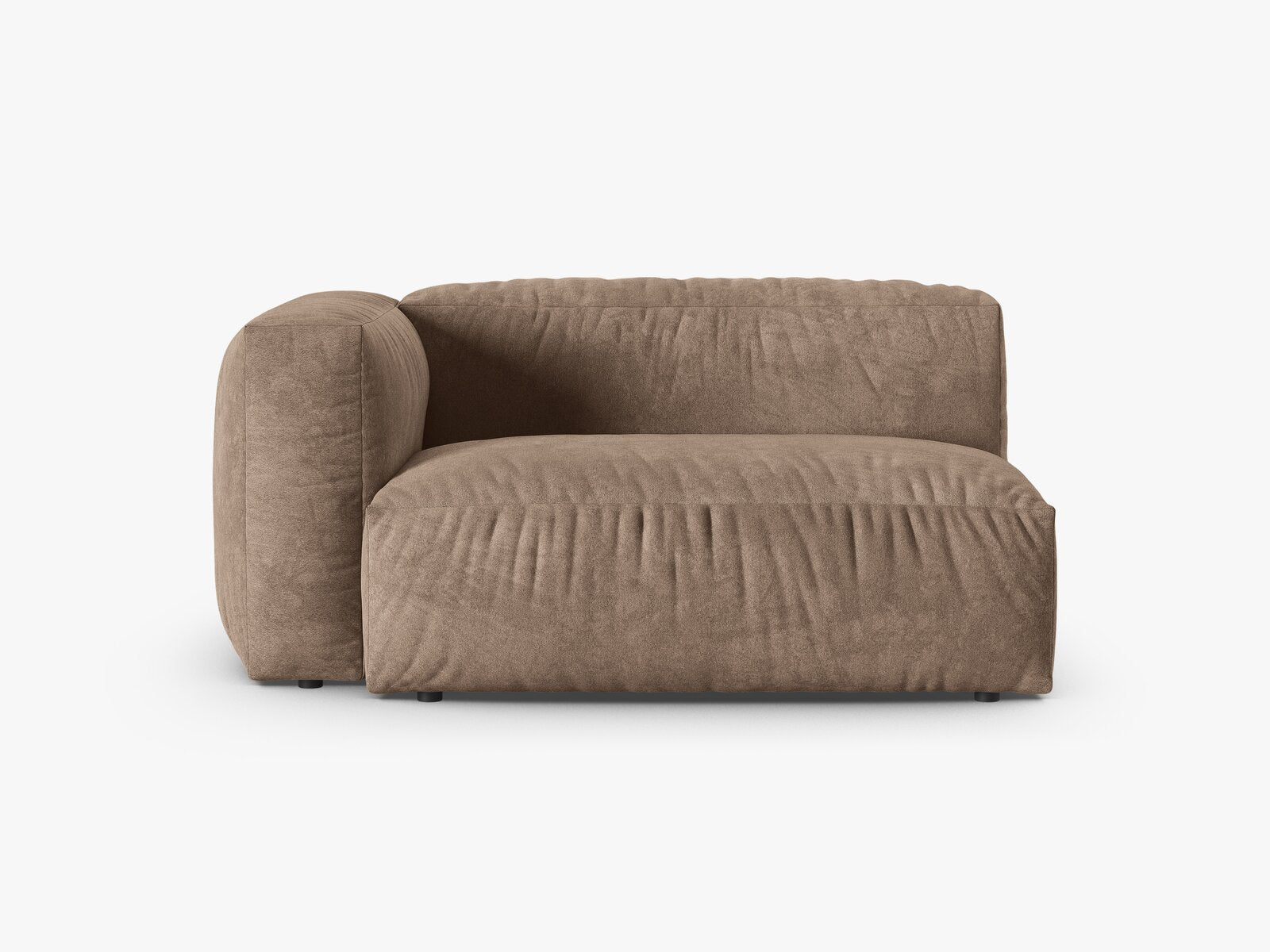 Micadoni Eckmodul mit Armlehne Martina 1-Sitzer Groß 90cm Sitztiefe Links Samt Vogue Dunkelbeige
