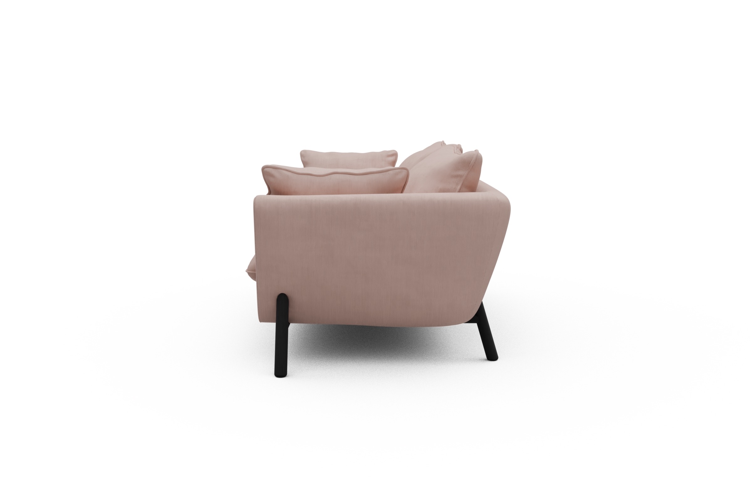 Sofa Emil PREMIUM 2-Sitzer Beinfarbe Eiche Schwarz Cordufine-Blush