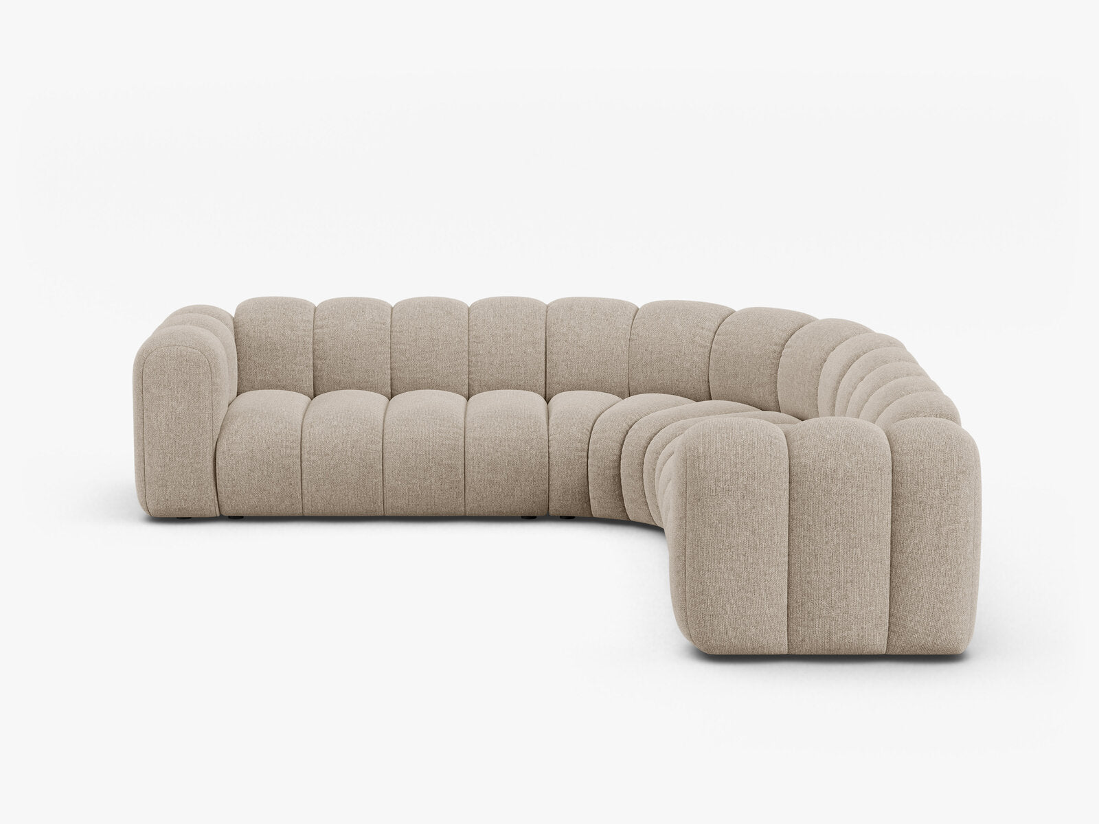Micadoni symmetrisches Ecksofa Lupine 5-Sitzer mittelgroß Chenille Eden Dunkelbeige