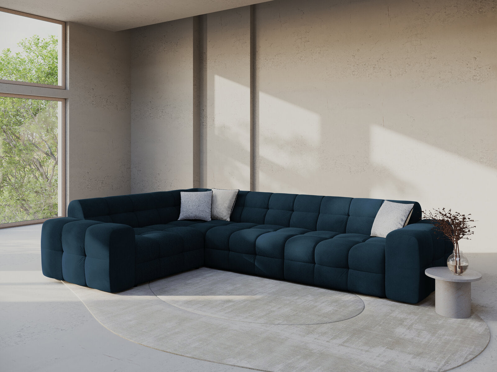 Micadoni Ecksofa Kendal 6-Sitzer Links Samt Magic Velvet Marineblau