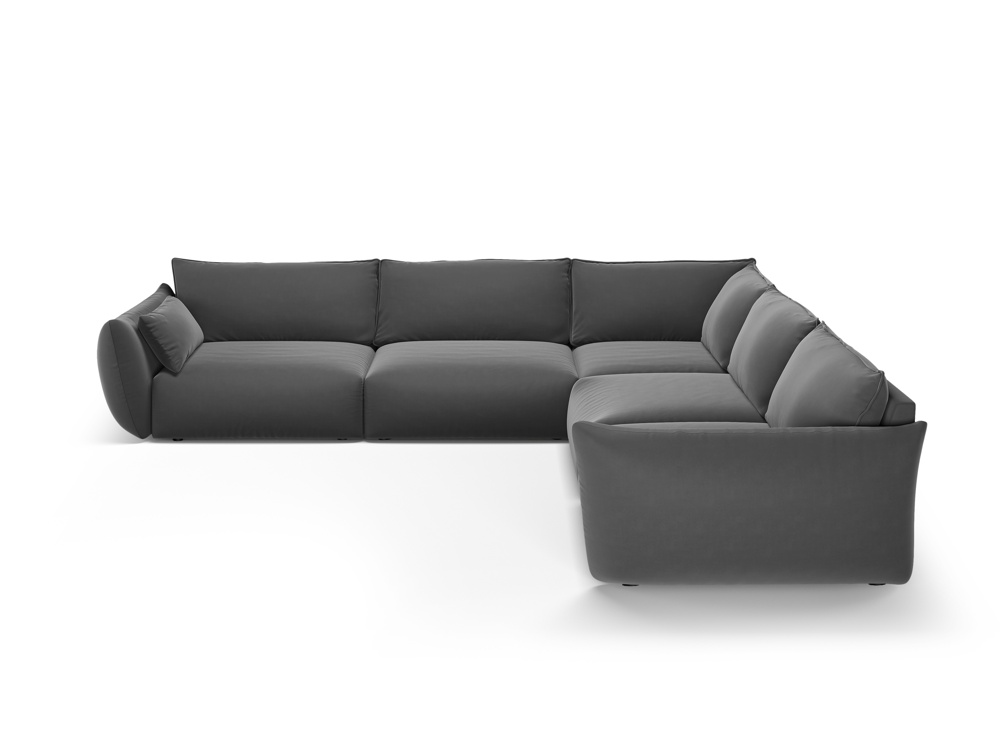 Cosmopolitan Design Symmetrisches Ecksofa Matera 7-Sitzer Samt Salvador Dunkelgrau