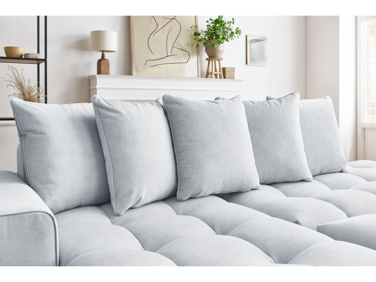 Bobochic Mont-blanc Ecksofa mit Pouf Samt Hellgrau Ecke links