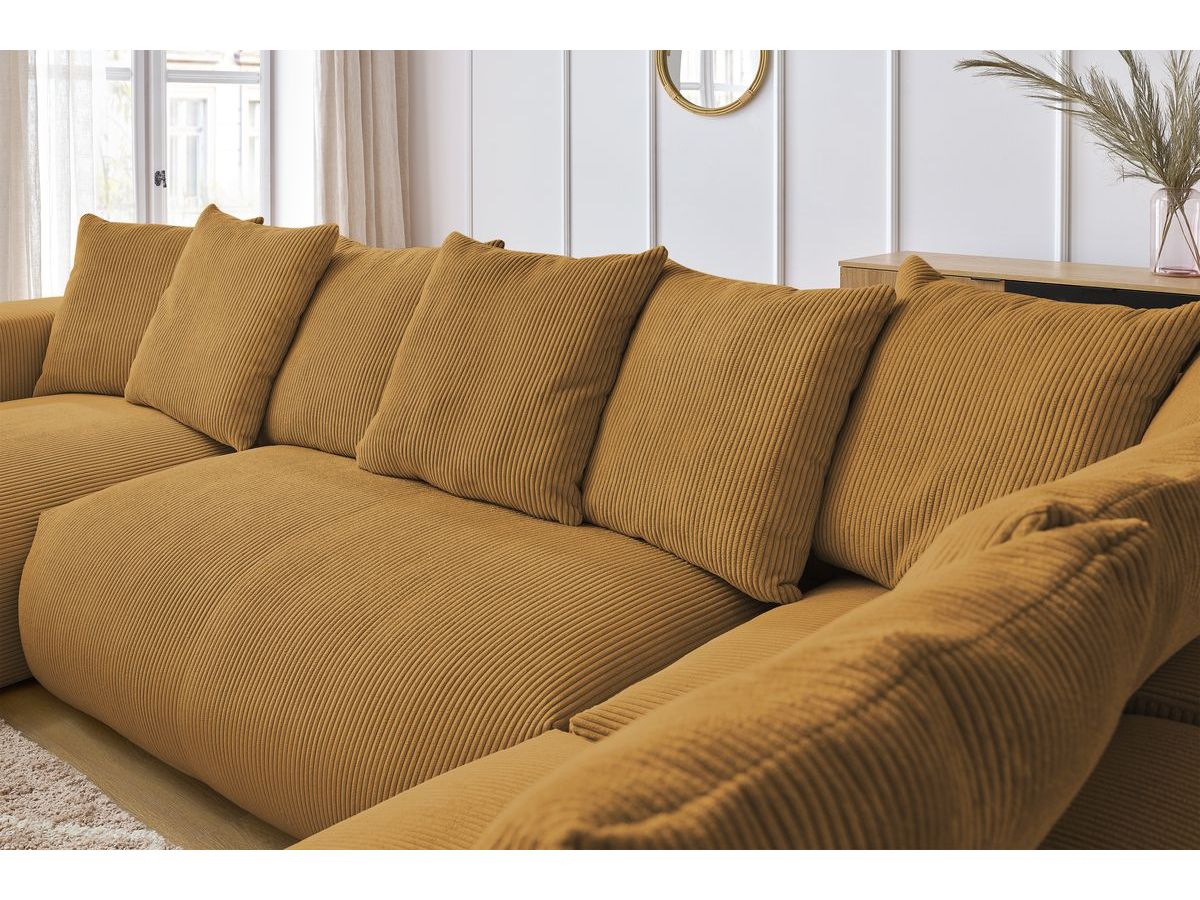 Bobochic Voltaire Wohnlandschaft 356 × 214 cm Cordsamt Gelb Ecke links