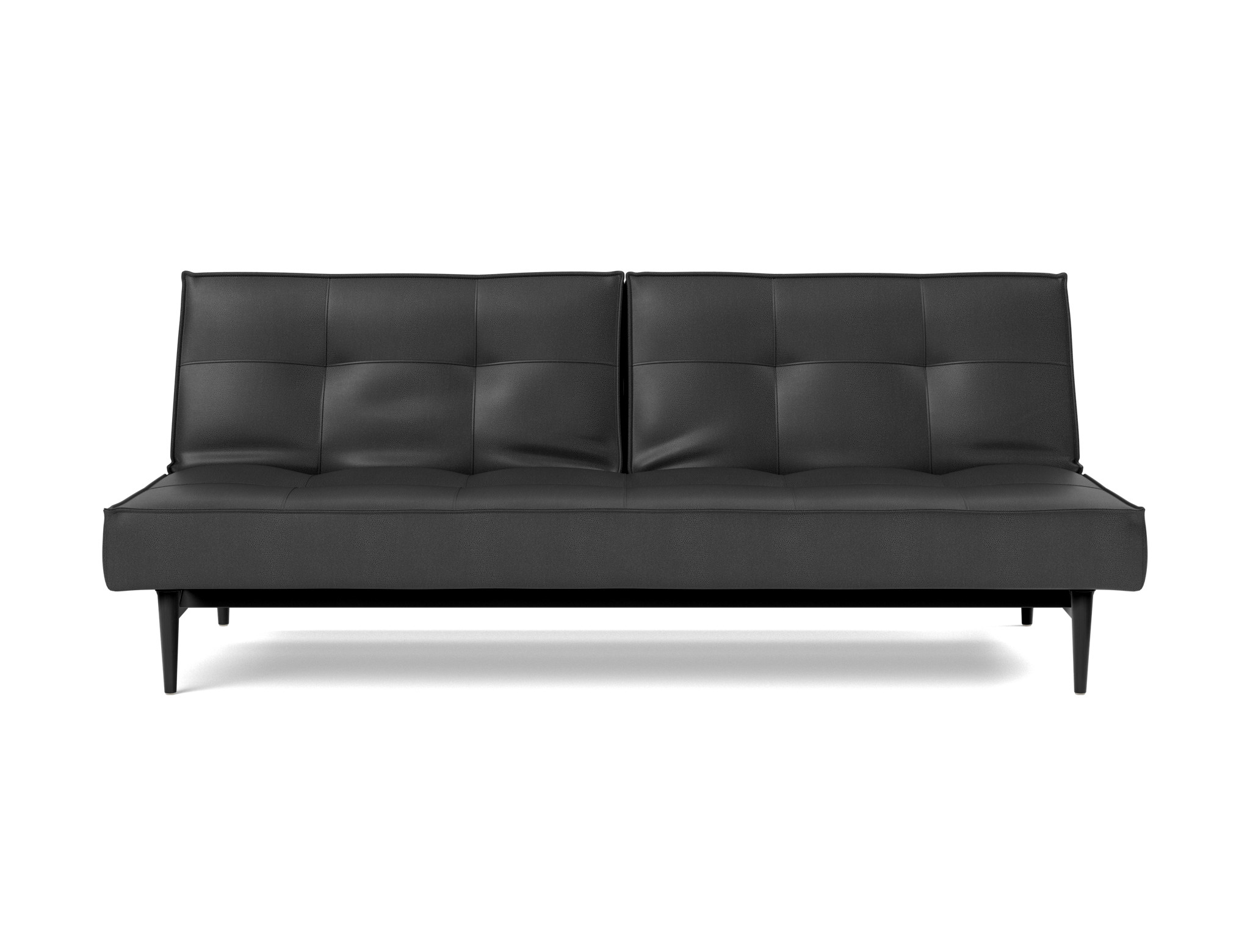 Schlafsofa Splitback Lederoptik Faunal 550-Black Beine Styletto Eiche schwarz