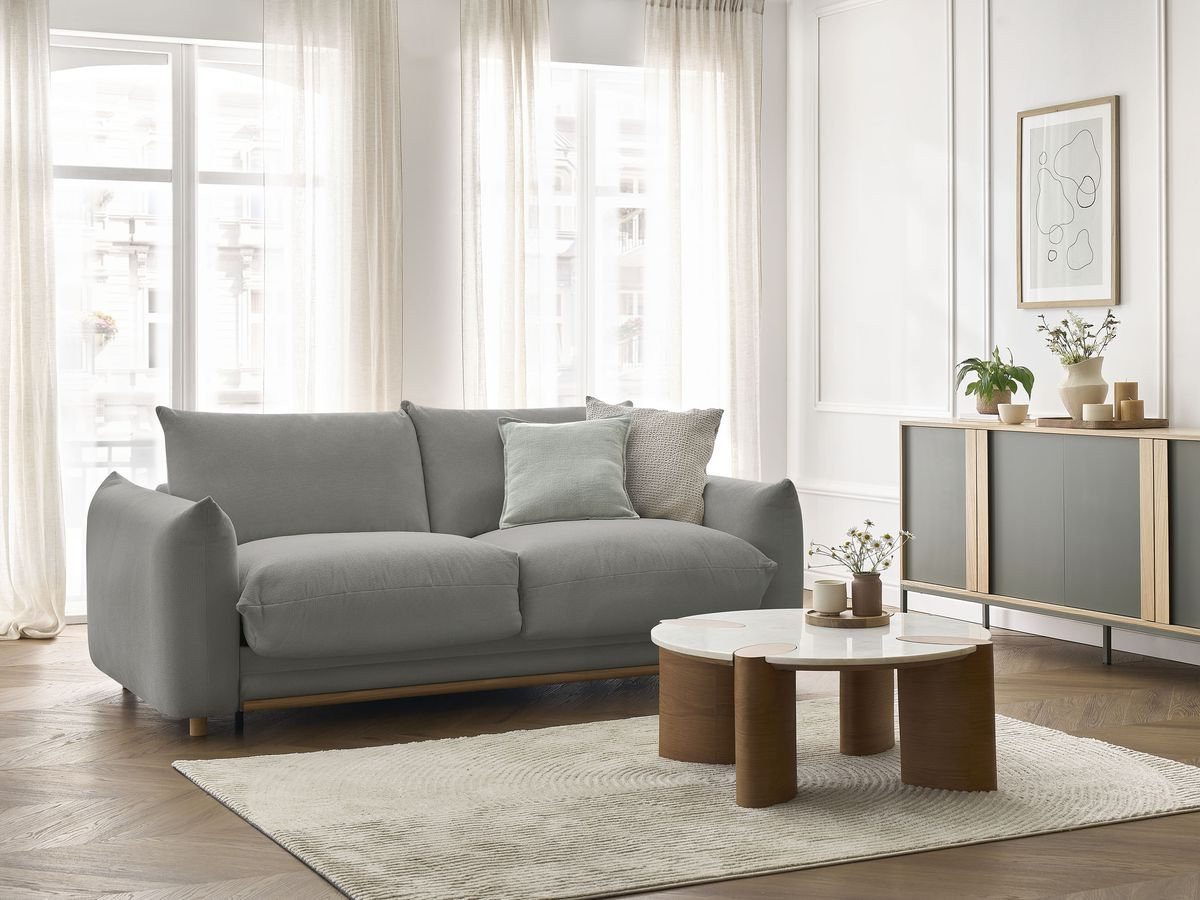Bobochic Ernest Schlafsofa 3-Sitzer, Liegefläche 190 × 140 / 160 cm Stoff Dunkelgrau, Liegefläche 160 × 190 cm
