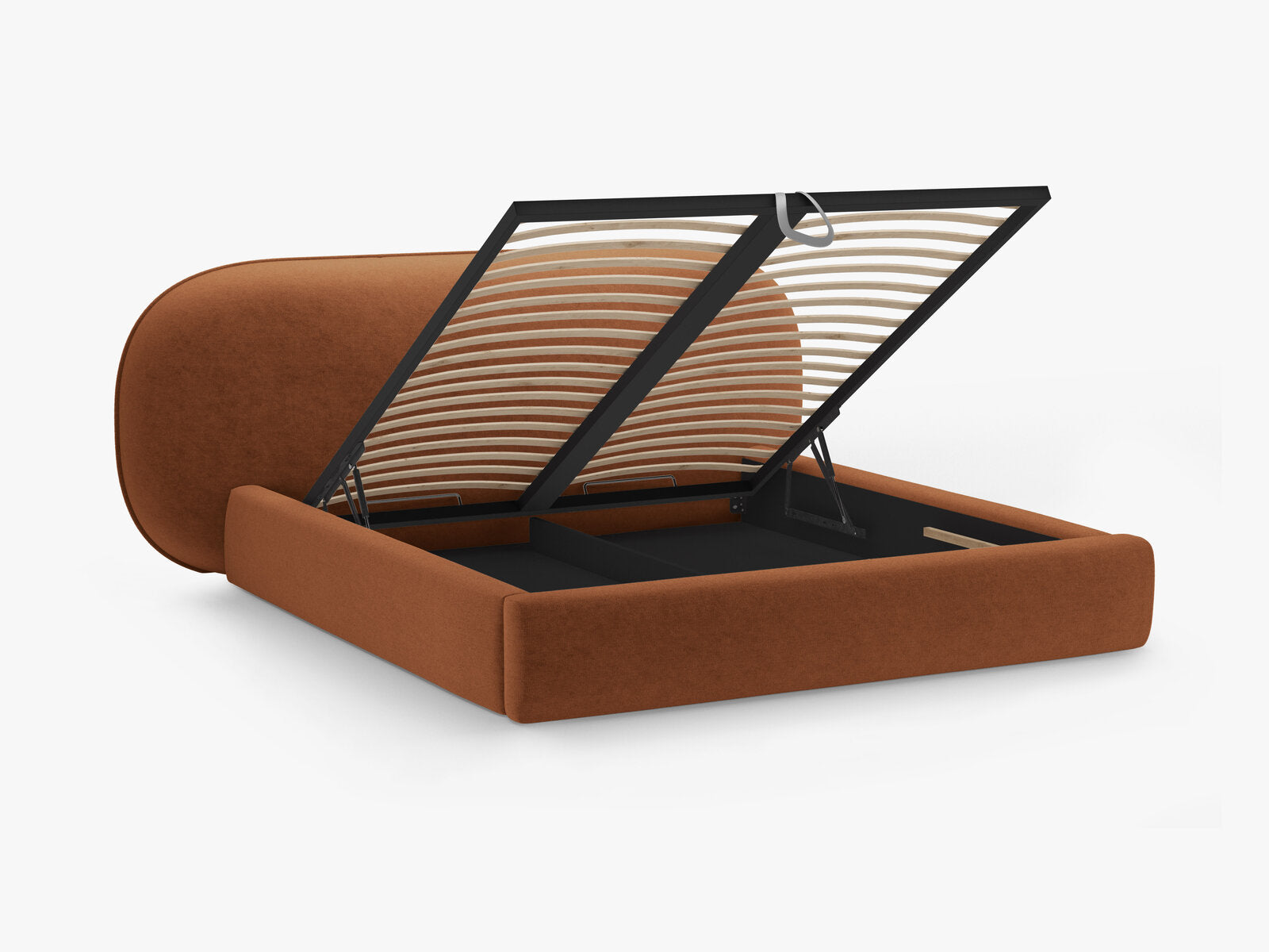 Micadoni Stauraumbett mit Kopfteil Ovalo Chenille Perfect Harmony Terrakotta 160x200